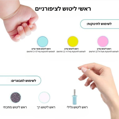סט שיוף ציפורניים חשמלי לתינוקות - Naily™
