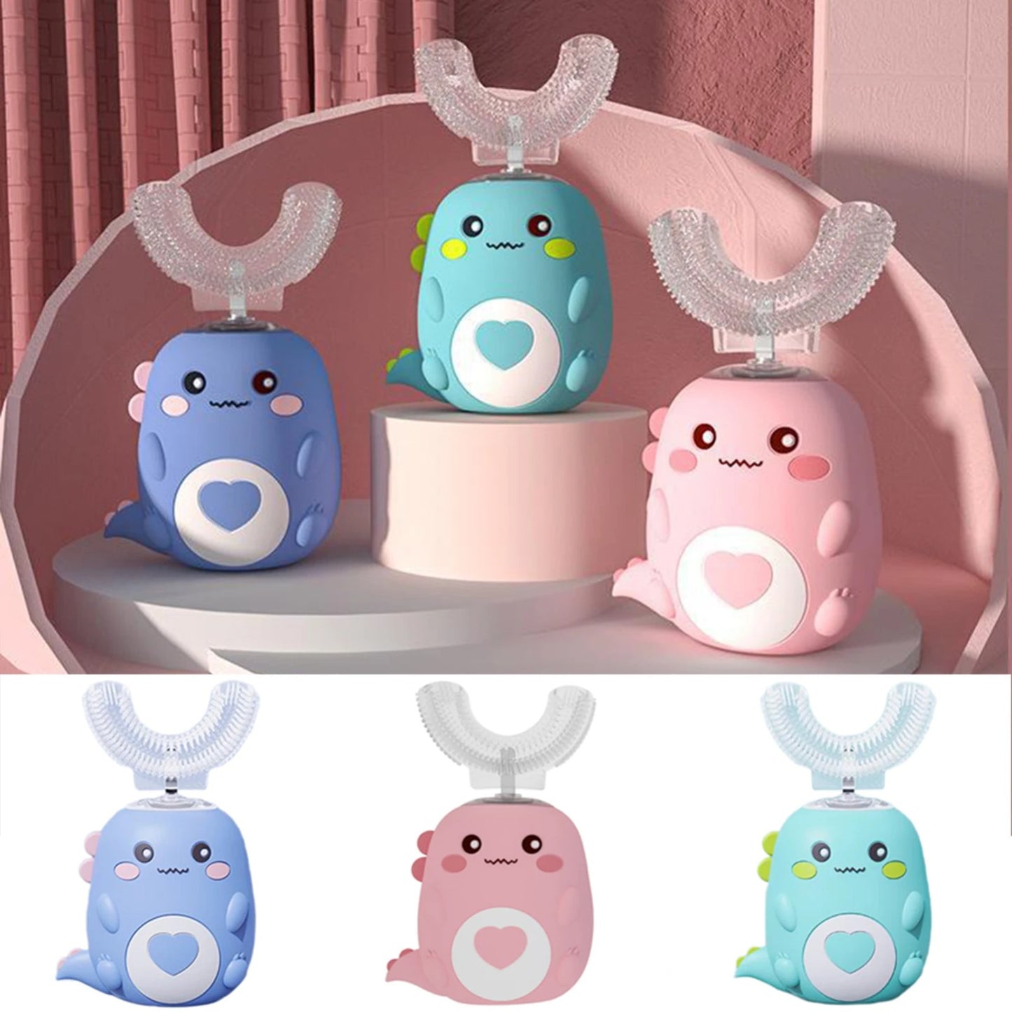 מברשת שיניים חשמלית לילדים בצורת U-DinoBrush™